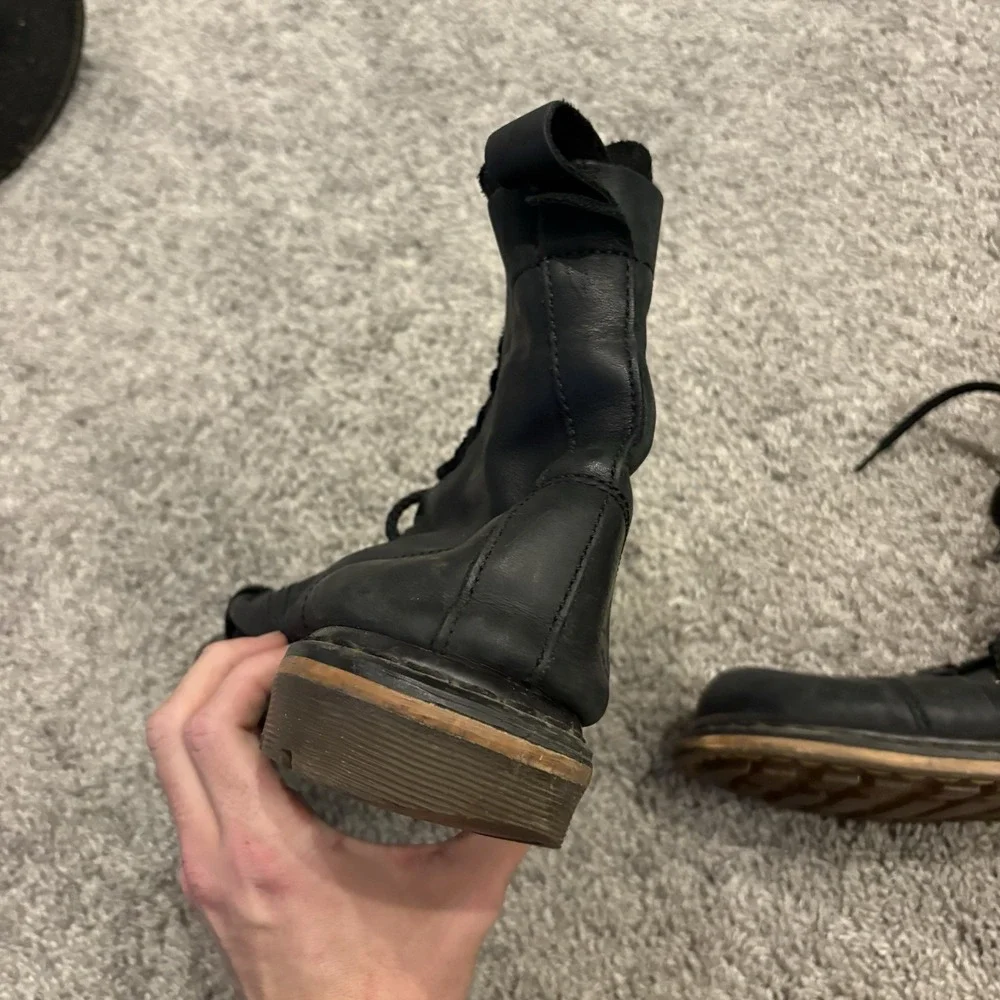 Vintage Dr. Doc Martens Pier Combat Boots Mens Shoes Size 12 Black Leather COOL